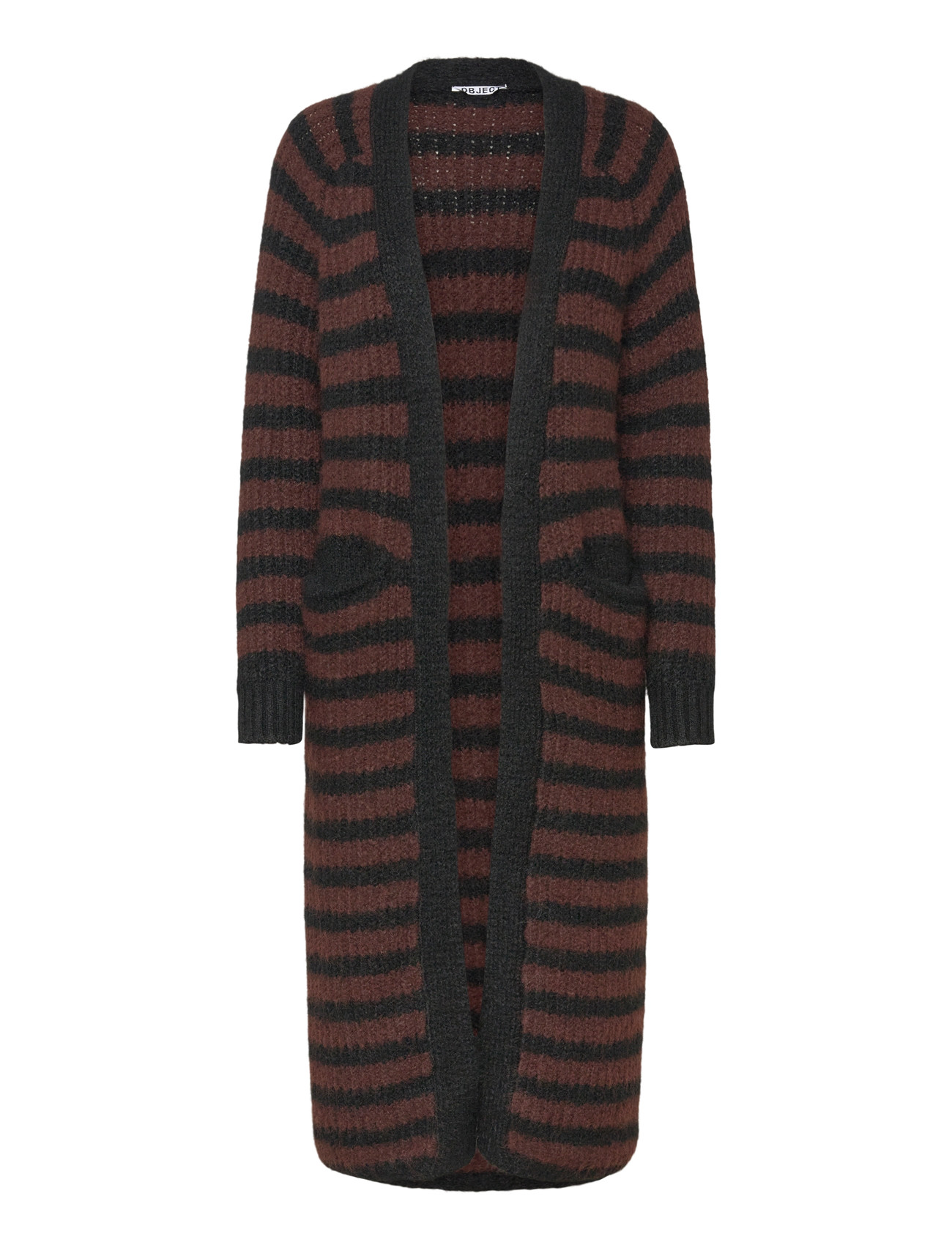 OBJECT Objmilu Ls Lo Long Knit Cardigan Noos Braun - XS - Damen