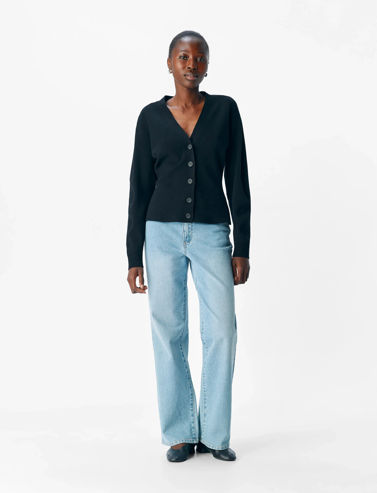 Object Objreynard Ls Sli Cardigan Noos, XL, Black, Strik > Cardigans, Dame