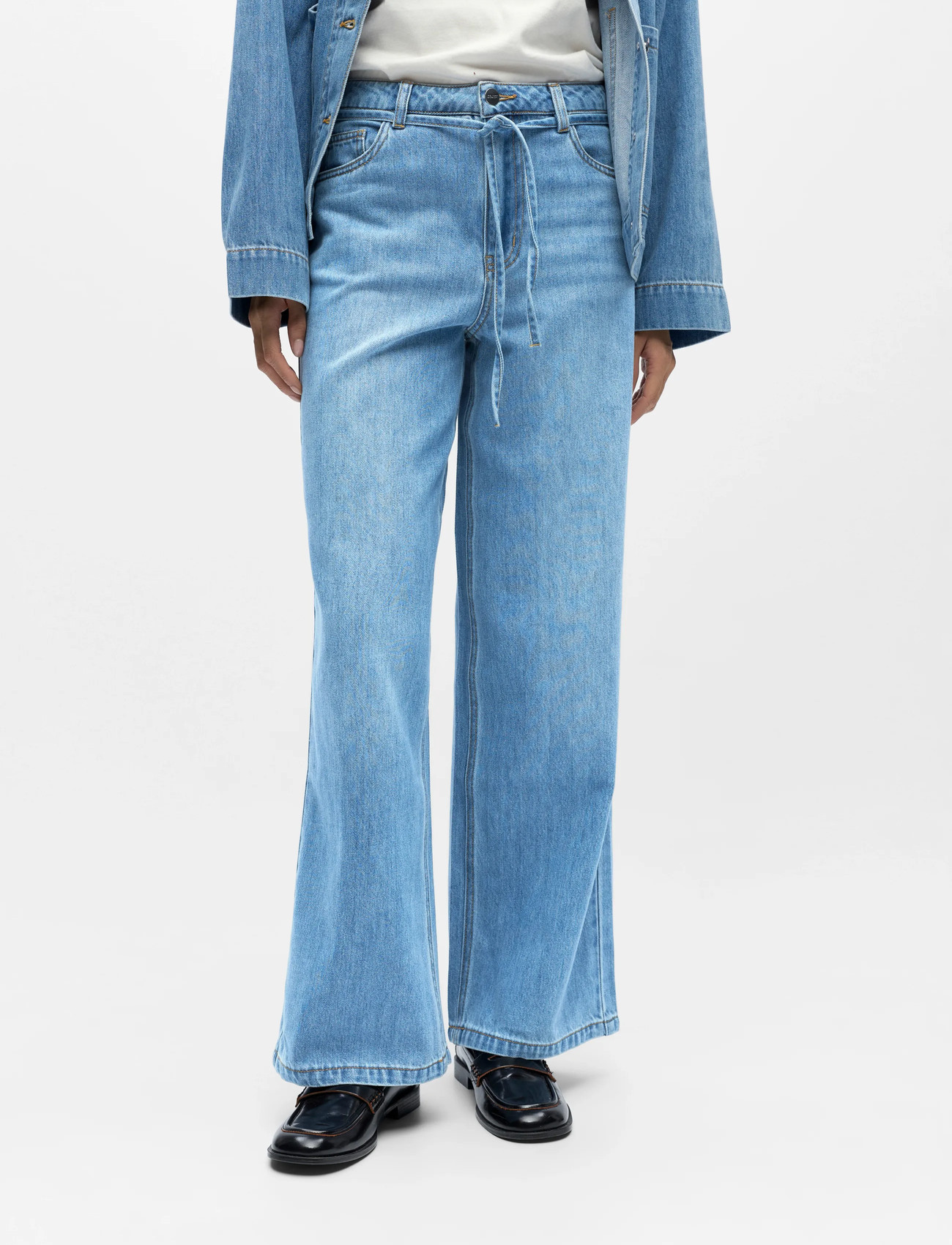 Object Objrosie Mw Wide Jeans Noos, M, Blue, Jeans > Vidde, Dame