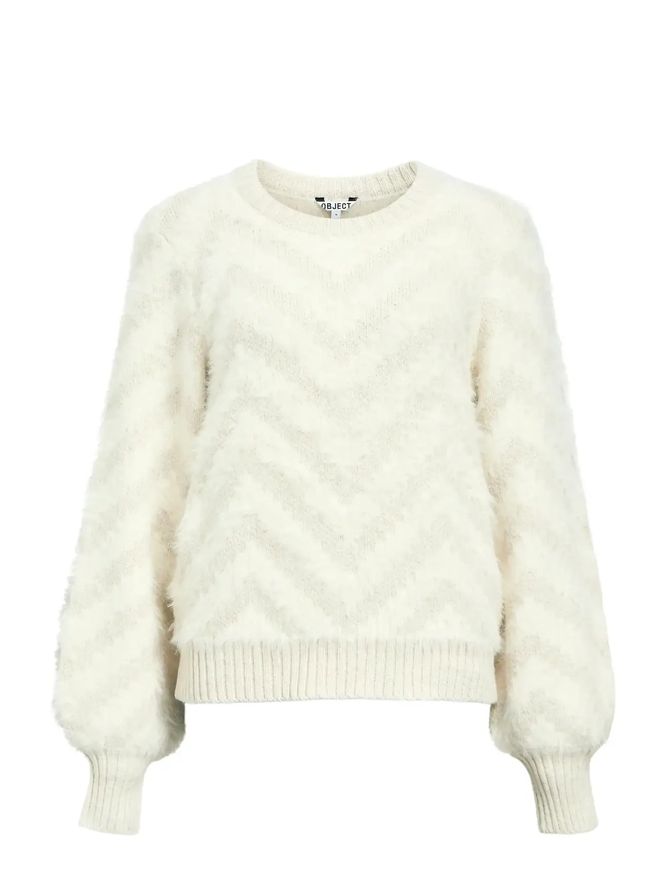 OBJECT Objhollow L/S Re Knit Pullover Noos Weiß - XL - Damen