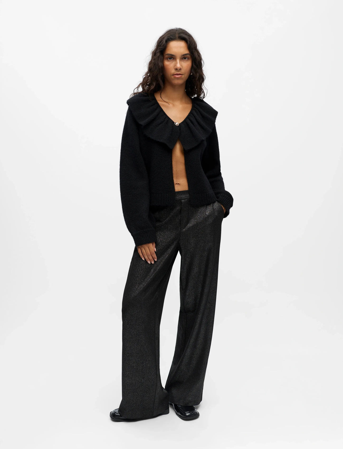 Object Objdenisi L/S Lo Knit Cardigan Noos, L, Black, Strik > Cardigans, Dame