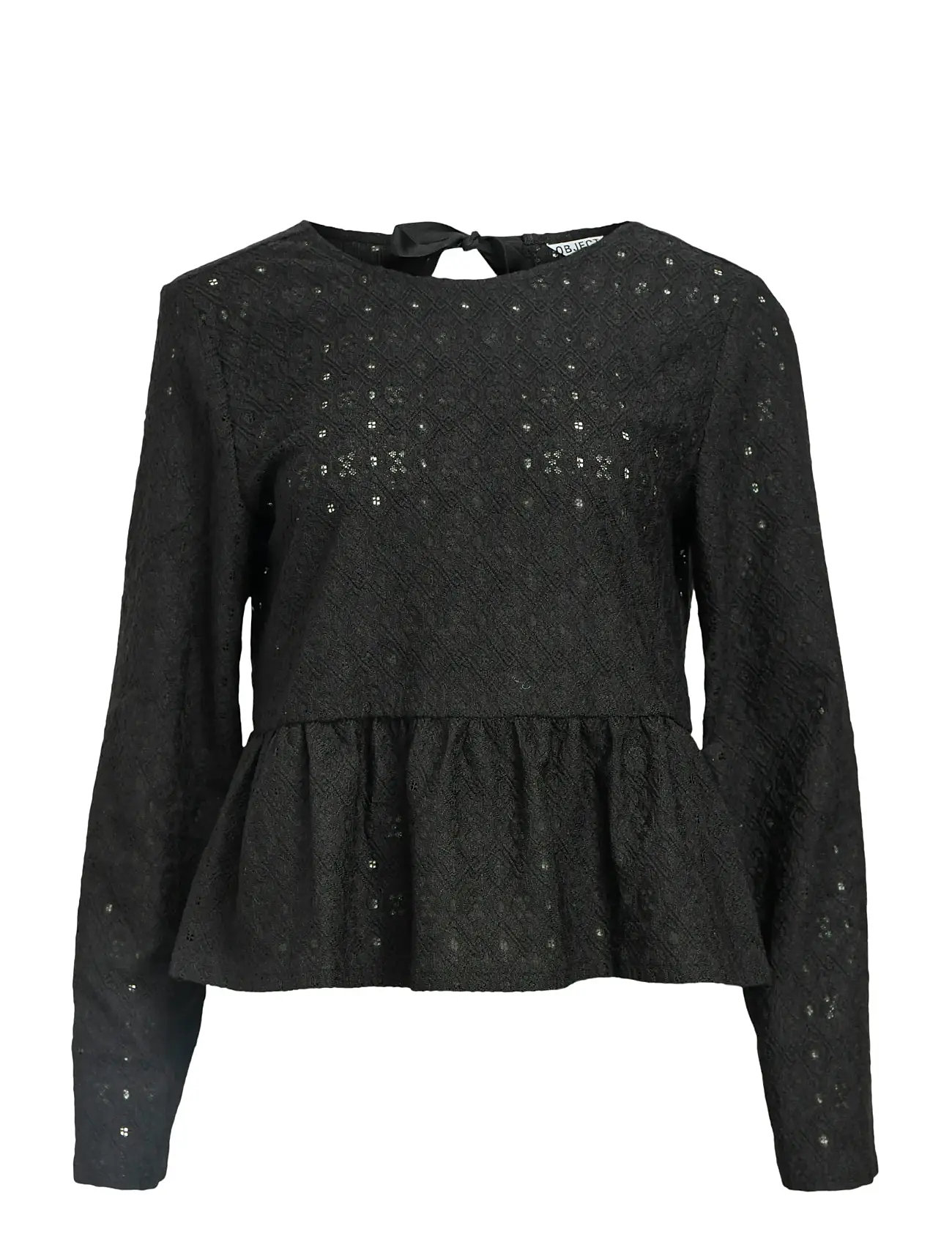 OBJECT Objlaila L/S Re Tie Oberteil Div Schwarz - XS - Damen