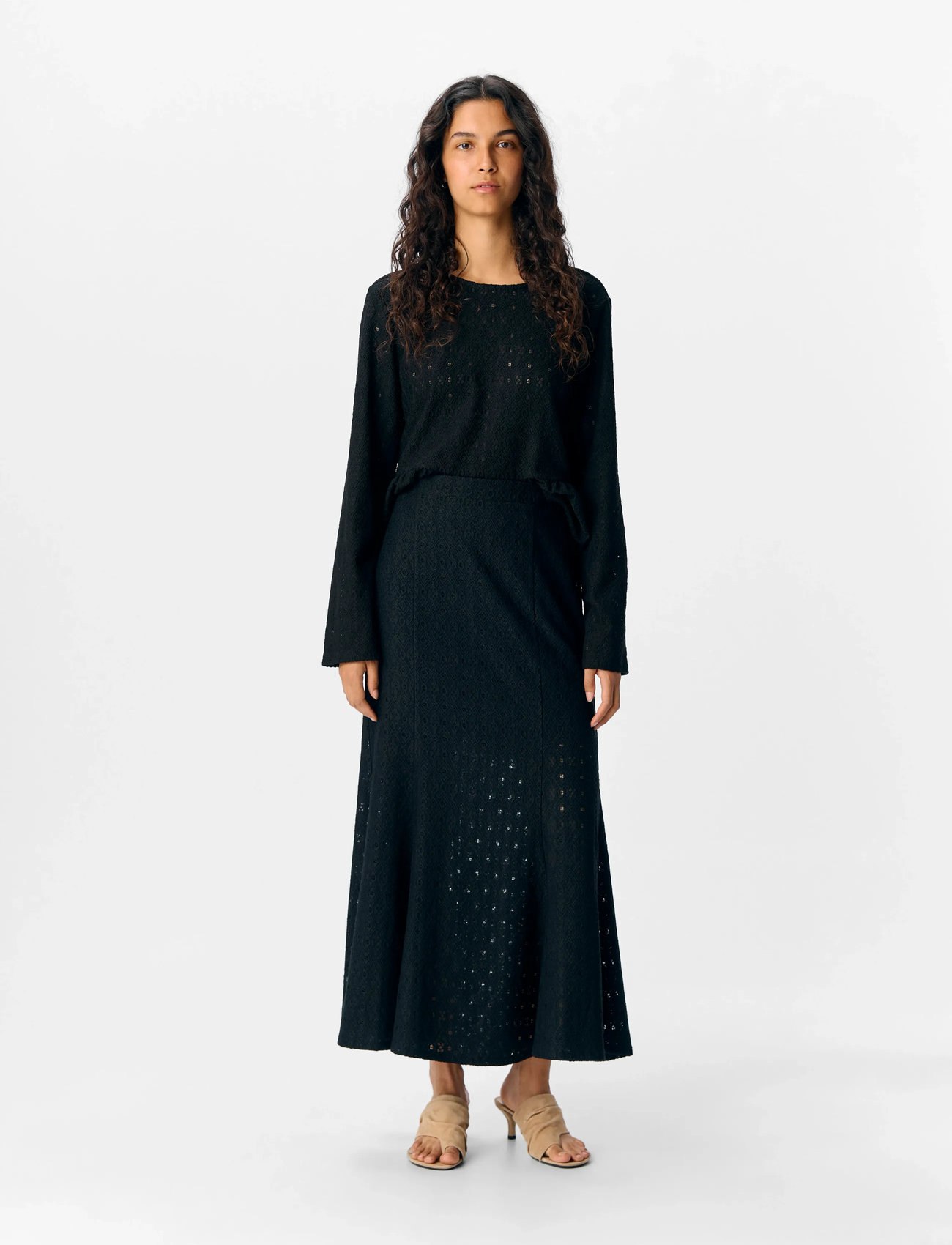 Object Objlaila Mw Lo Long Skirt Div, M, Black, Nederdele > Maxi Nederdele, Dame