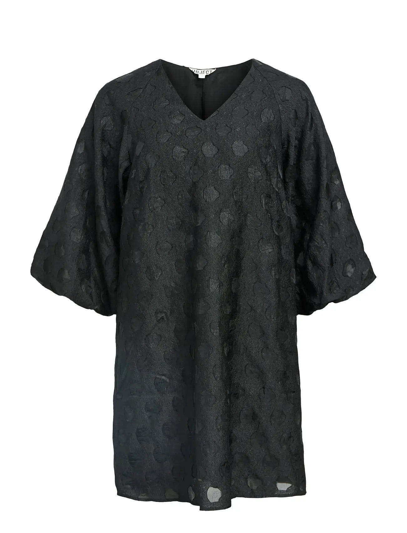Object Objzammi 3/4 Re V-Neck Short Dress 140, 42, Black, Kjoler > Kort Kjole, Dame