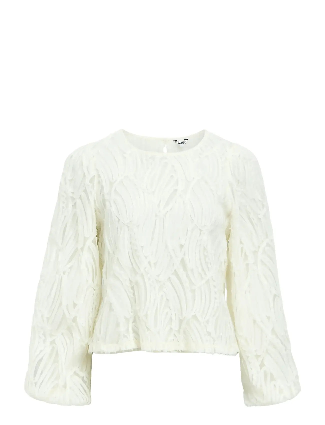 OBJECT Objlucie L/S Re O-Neck Oberteil Noos Weiß - 34 - Damen