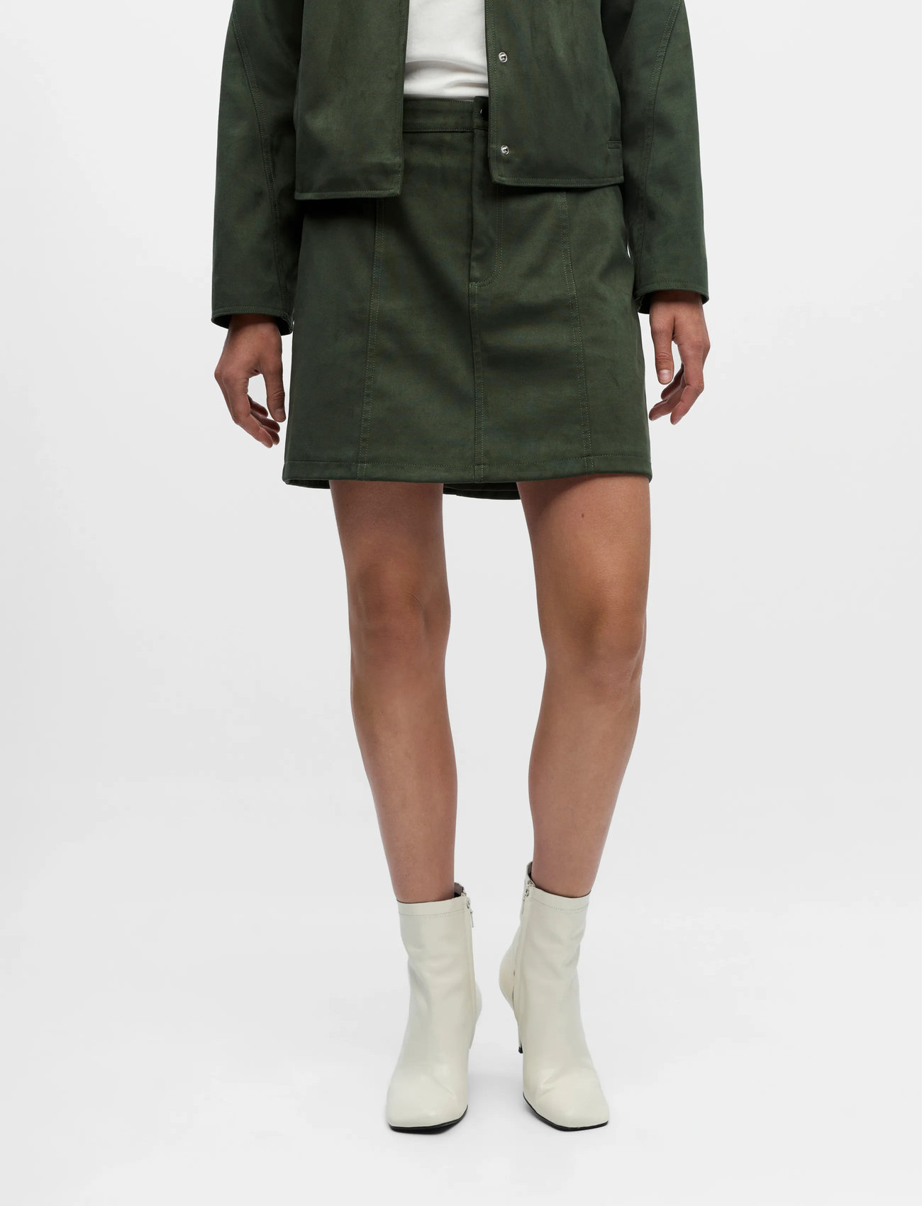 Object Objallie Hw Short Skirt 141, 42, Khaki green, Nederdele > Korte Nederdele, Dame