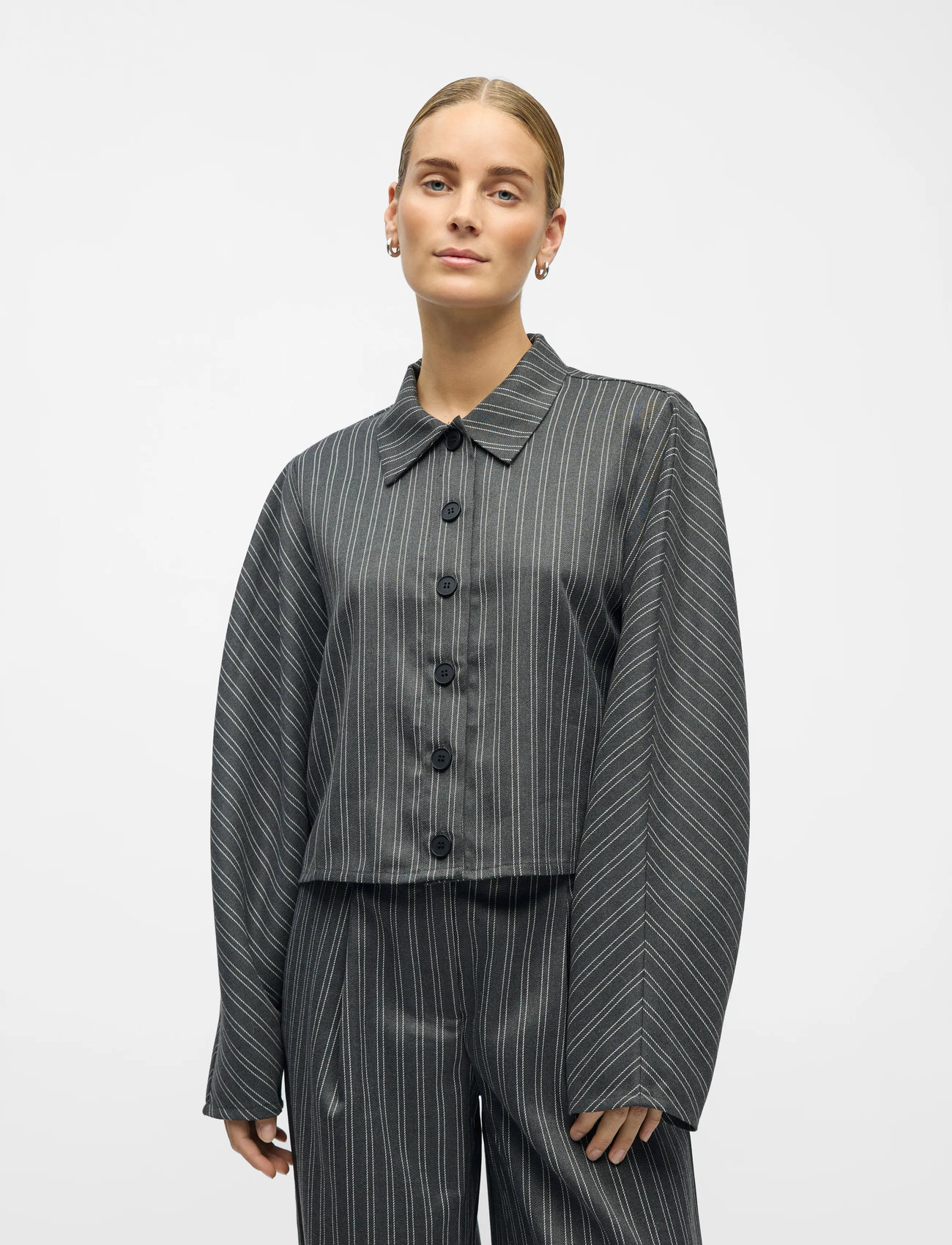 Object Objenna L/S Lo Barrel Shirt 142, 42, Grey, Skjorter > Langærmede, Dame
