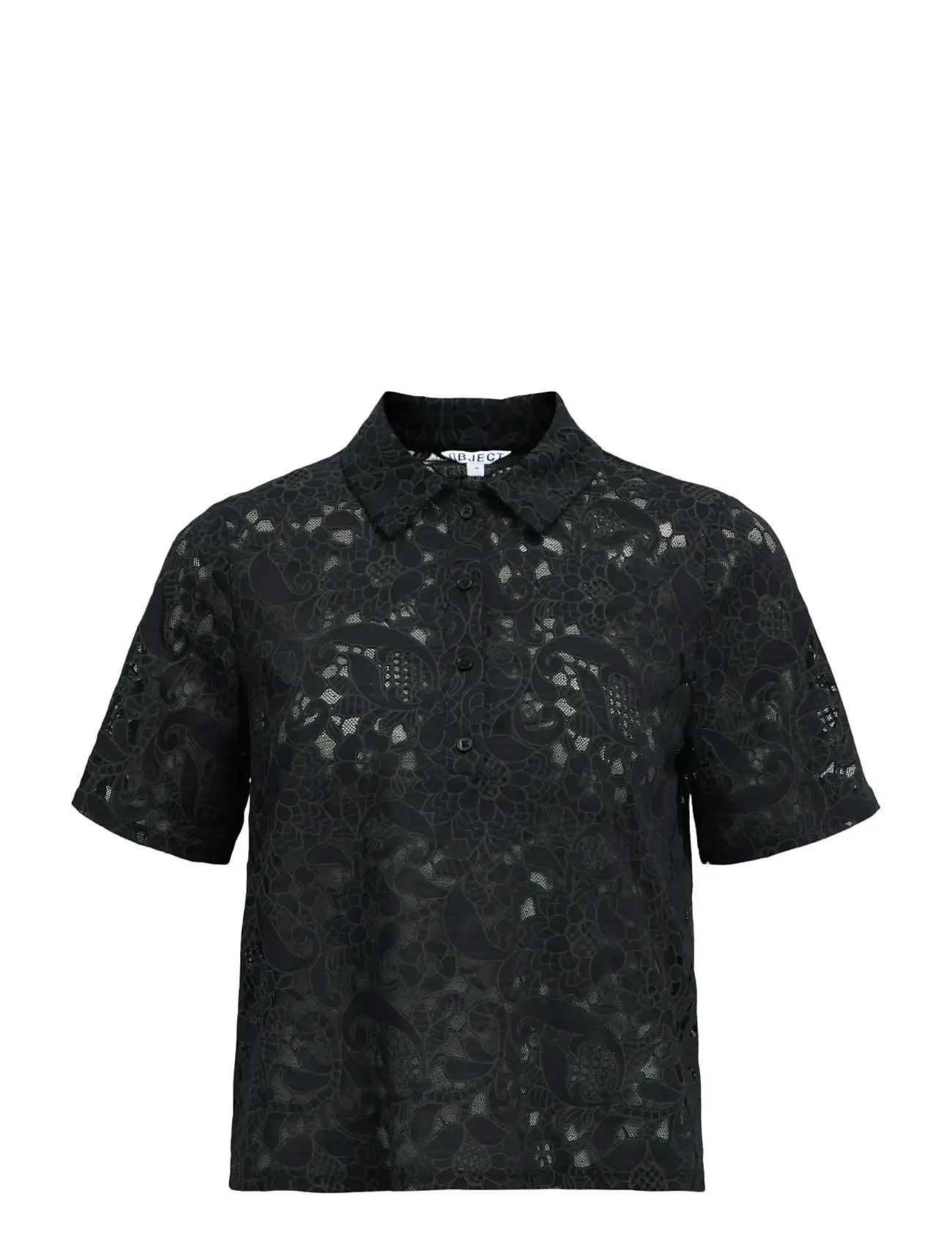 OBJECT Objbianca S/S Lo Polo Oberteil Noos Schwarz - XL - Damen