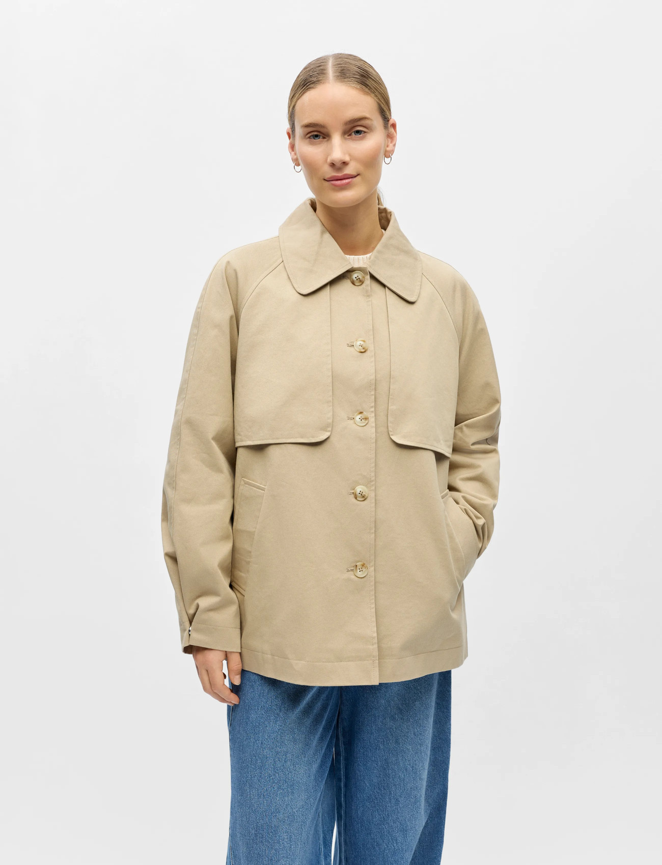 Object Objpaula Re L/S Trench Jacket Noos, 36, Beige, Frakker > Trenchcoats, Dame