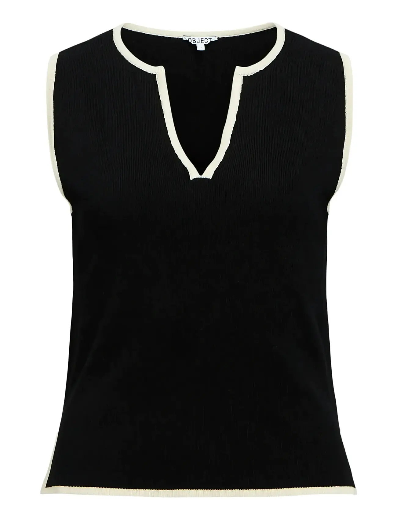 OBJECT Objviva S/L Re V-Ausschnitt Knit Oberteil Noos Schwarz - M - Damen