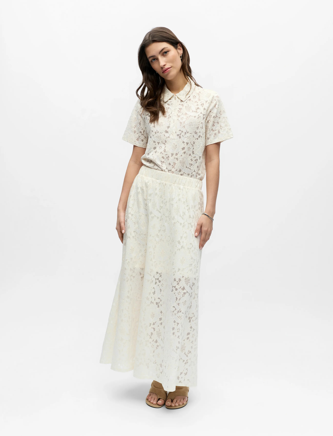 Object Objbianca Mw Lo Long Skirt Noos, XS, White, Nederdele > Maxi Nederdele, Dame