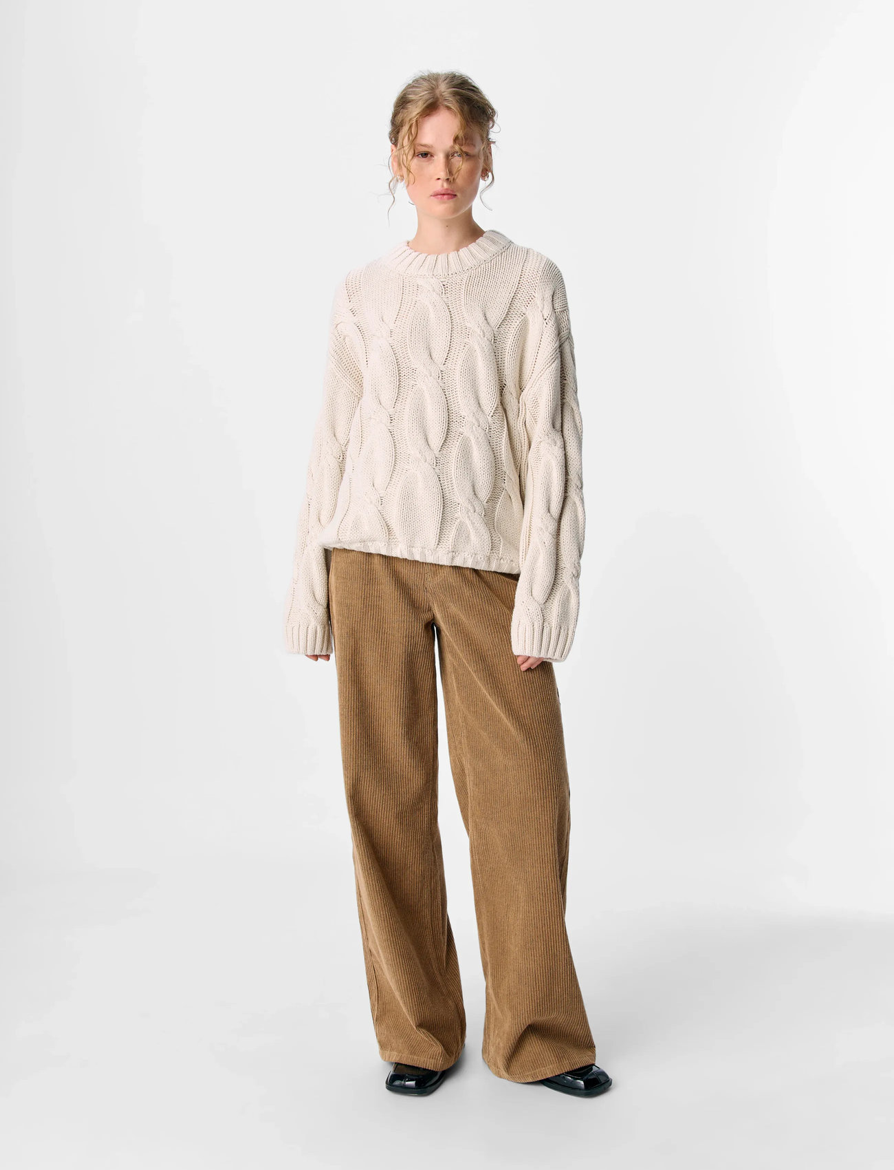 Object Objbay L/S Lo Knit Pullover E Pa 25, M, Cream, Strik > Trøjer, Dame