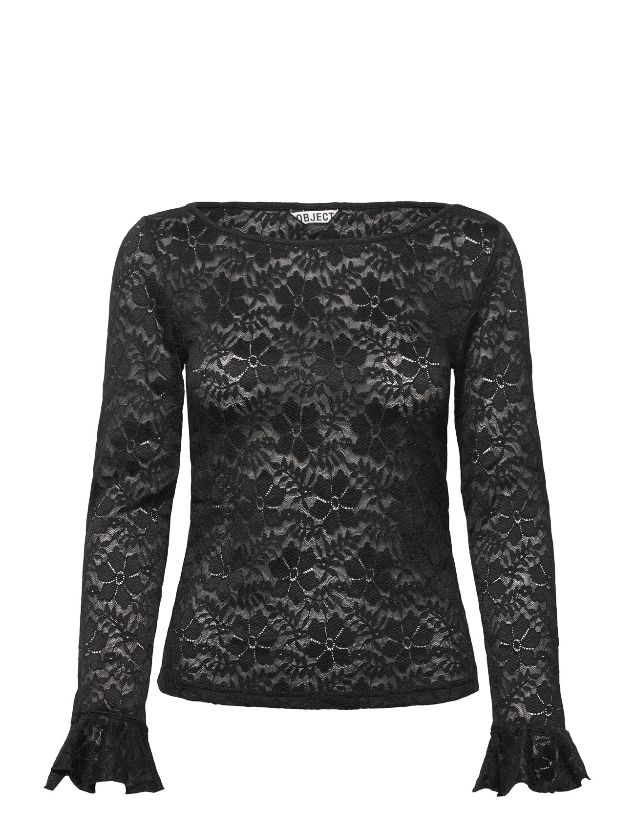 Object Objines L/S Sli Top E Wi25, XS, Black, T-Shirts & Toppe > Langærmede, Dame