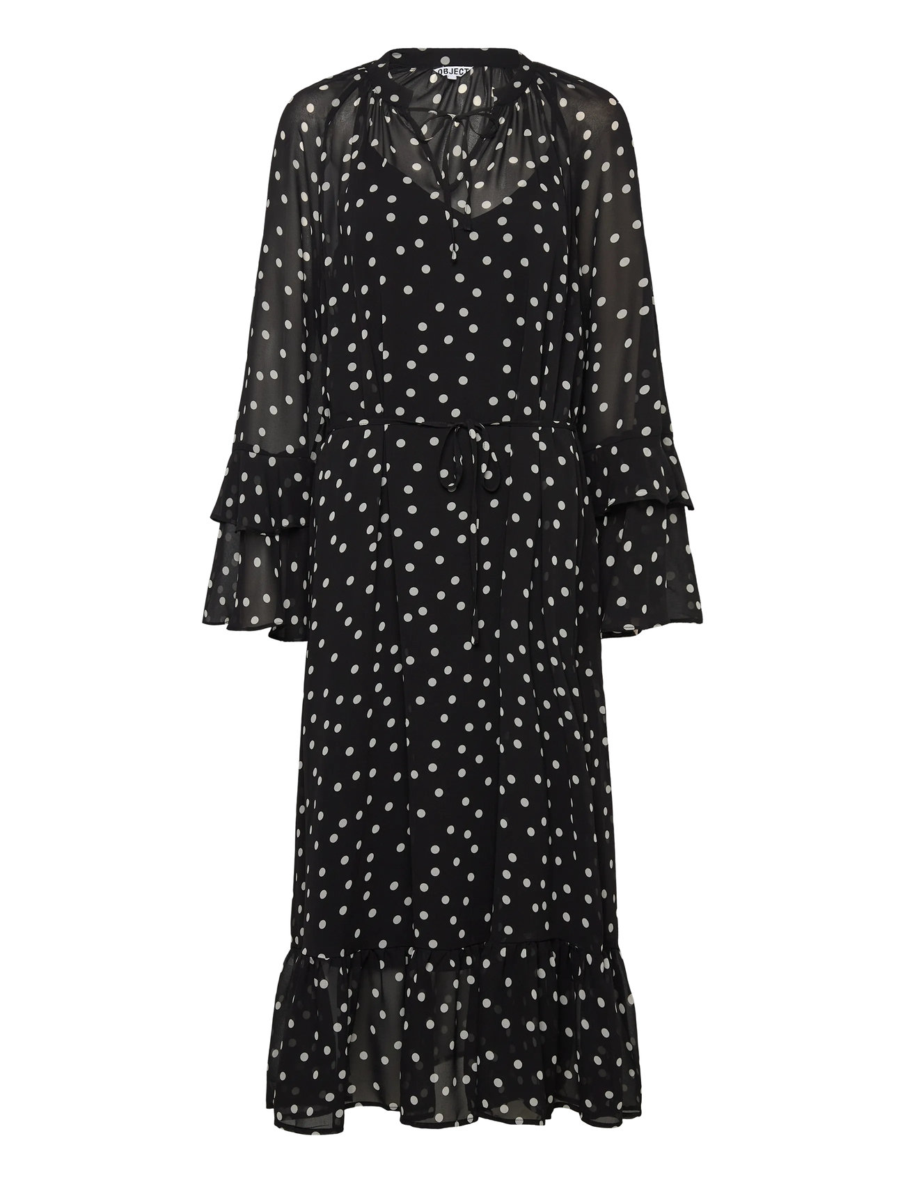 OBJECT Objgina L/S Re Long Kleid E Wi 25 Schwarz - 34 - Damen