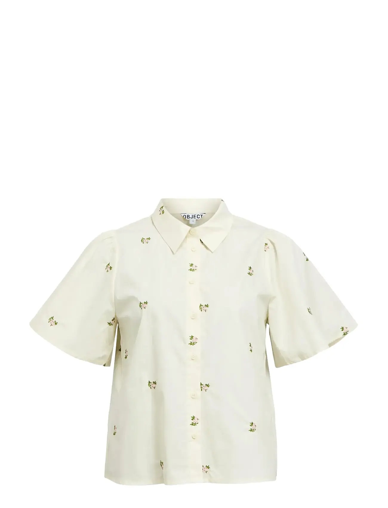Object Objmolia S/S Re Shirt 143, 38, Cream, Skjorter > Kortærmede, Dame