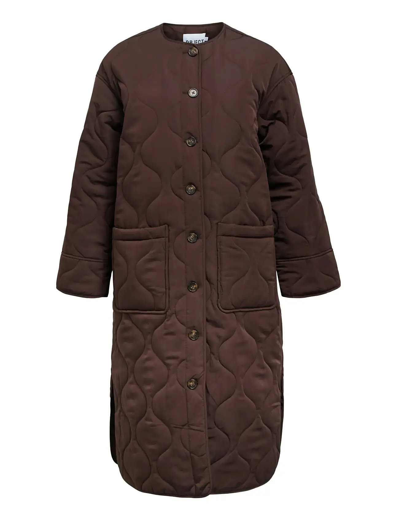 OBJECT Objallie Ls Lo Long Quilt Jacke Aw Fa25 Braun - 36 - Damen