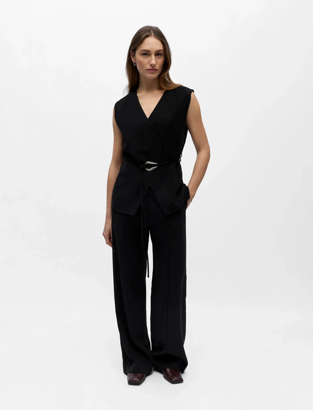 Object Objmabel S/L Waistcoat E Vip 26, 42, Black, Quilted Veste > Short-sleeved, Dame