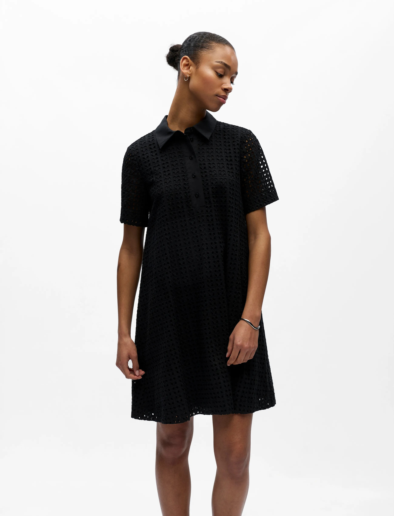 Object Objwinnie S/S Shirt Dress E Vip 26, 44, Black, Kjoler > Kort Kjole, Dame
