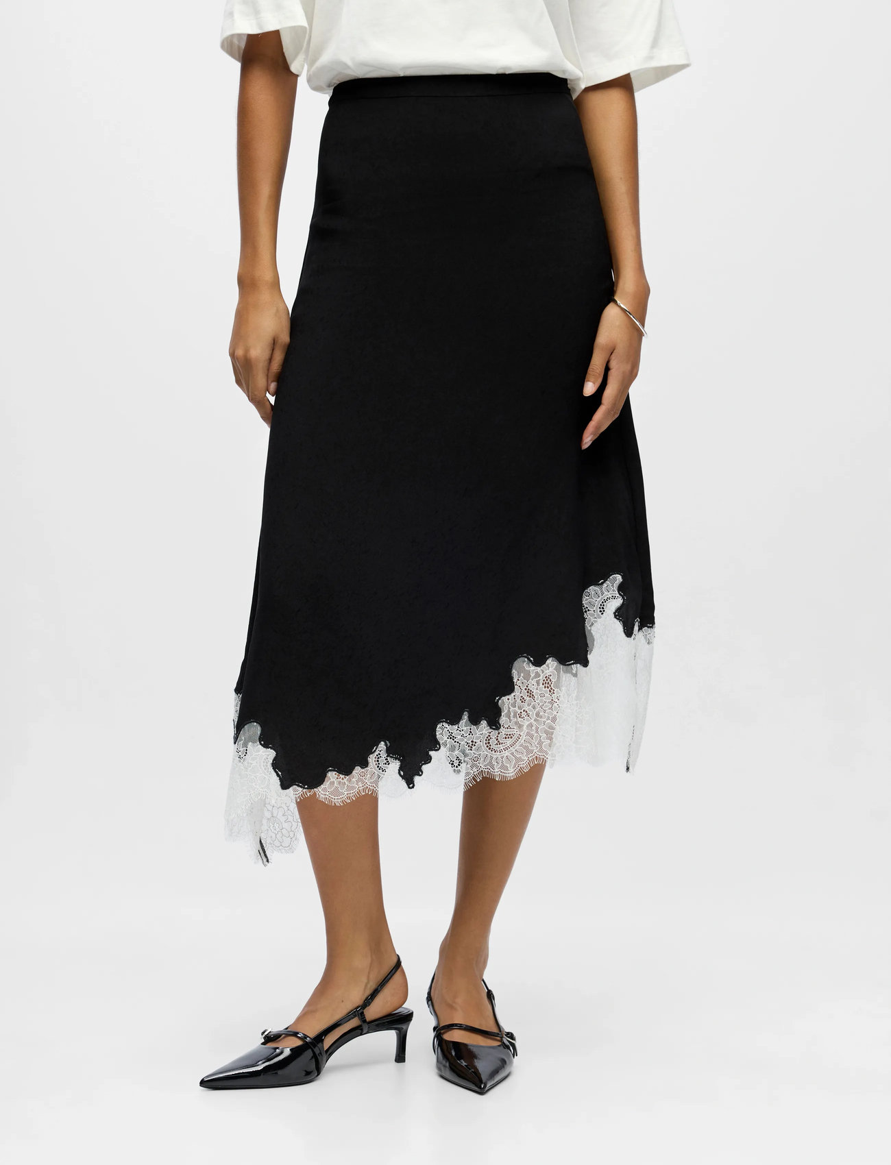 Object Objdalme Mw Long Lace Skirt E Aw Fair 25, 40, Black, Nederdele > Maxi Nederdele, Dame