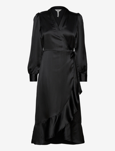 OBJSATEEN WRAP DRESS A FAIR - cocktail dresses - black