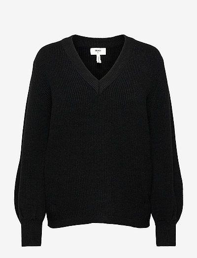 OBJMALENA L/S KNIT PULLOVER - džemperi - black