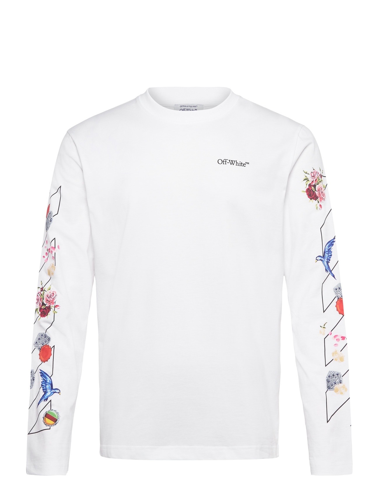 Off-White Fresco Diag Skate L/S Tee, XS, White, T-Shirts > Langærmede, Herre