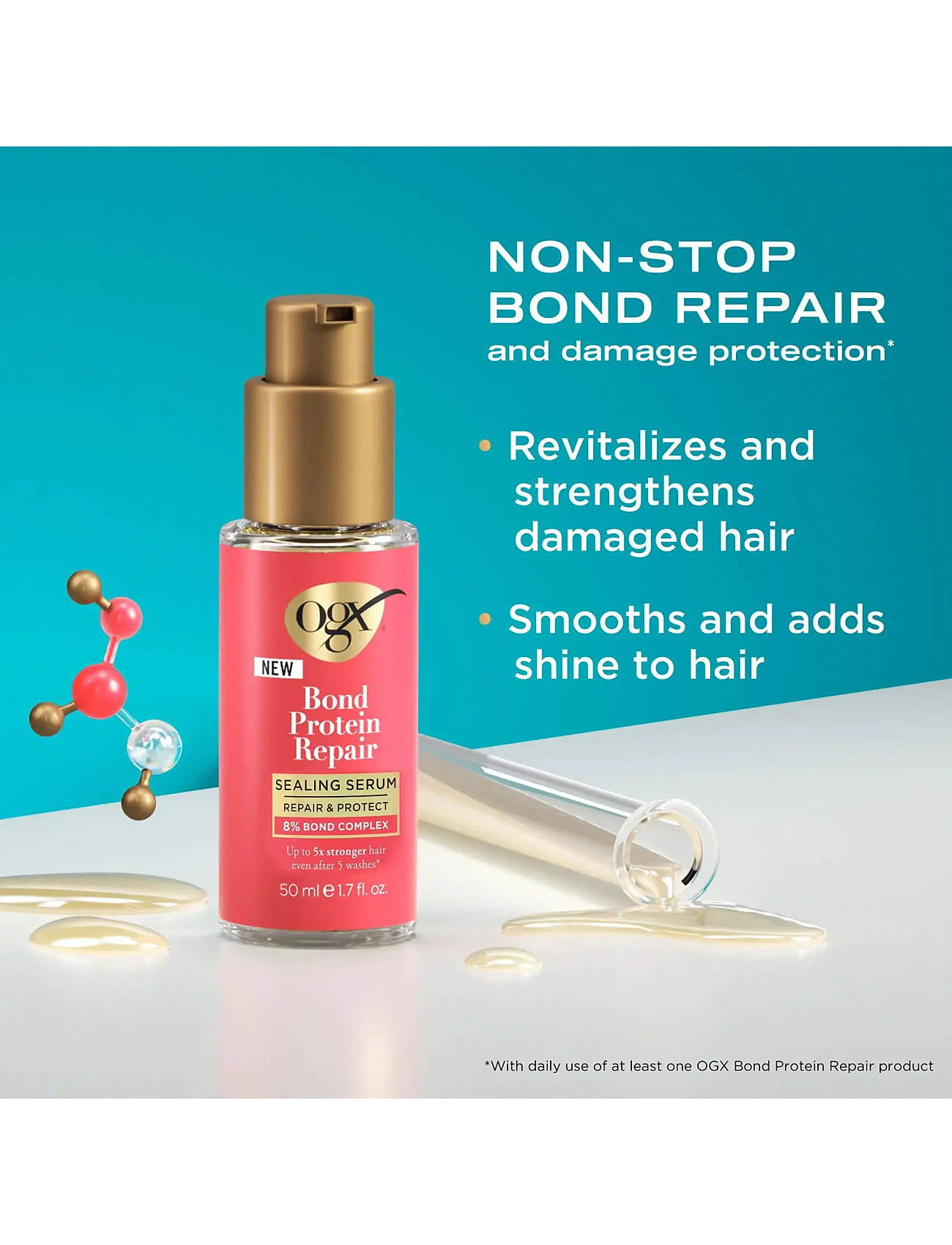 Ogx Bond Repair Sealing Serum 50 ml, 50 ml, Pink, Care > Hair Serum, Dame