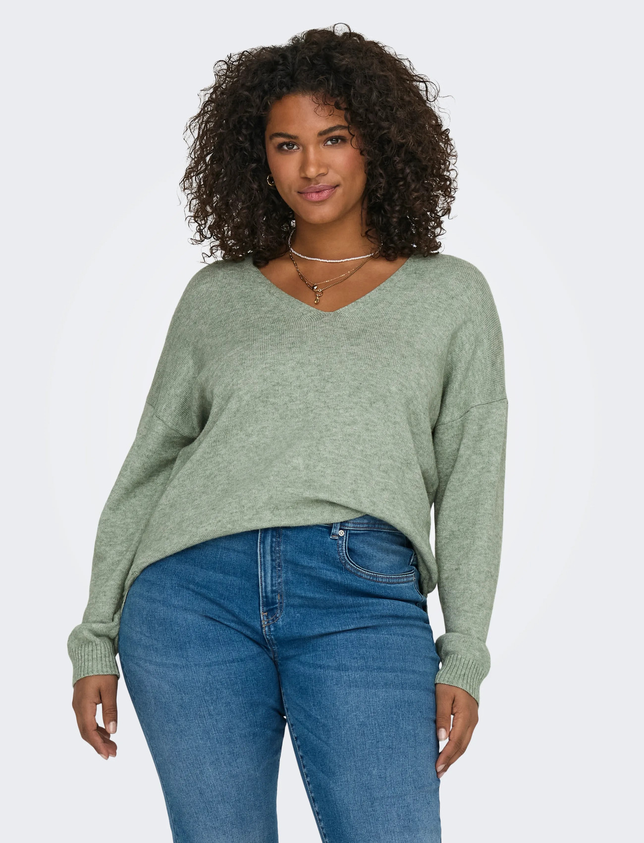 ONLY Carmakoma Carmargareta Ls Pullover Knt Noos, 54, Green, Strik > Trøjer, Dame