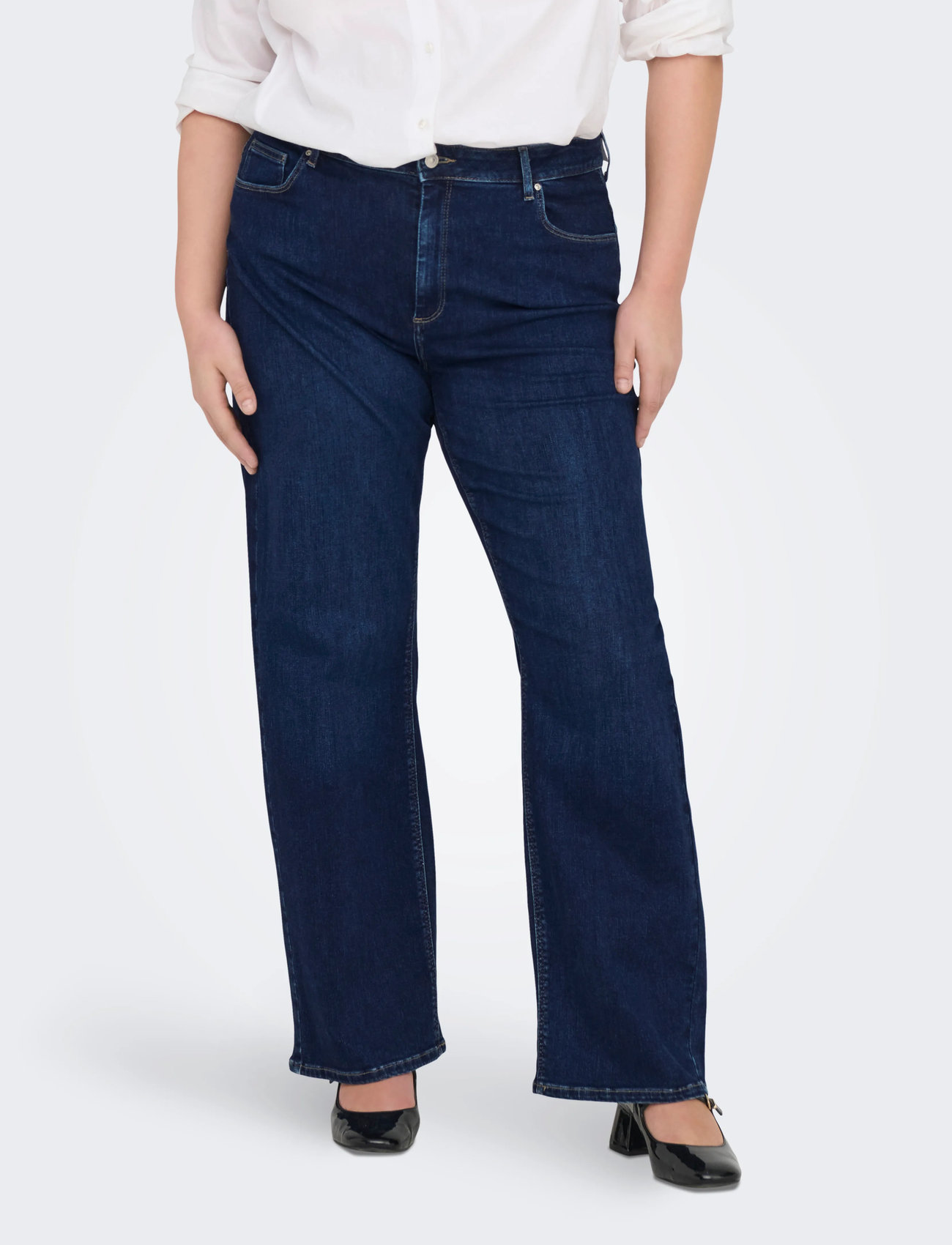 ONLY Carmakoma Carwilly Hw Wide Jeans Cro Noos, 54 x 32, Blue, Jeans > Vidde, Dame