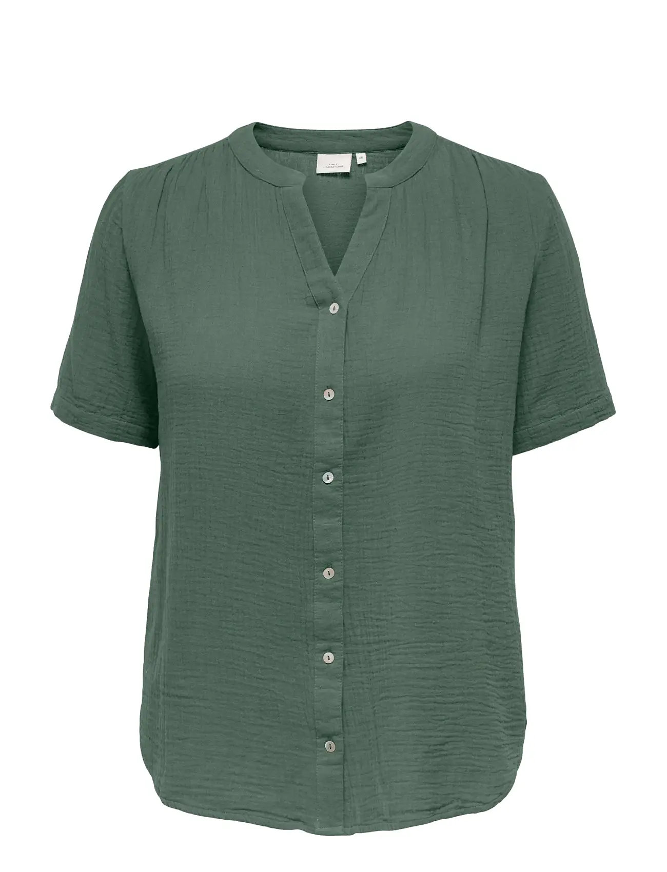 ONLY Carmakoma Carthyra S/S Button Top Wvn, 48, Khaki green, Bluser > Kortærmede, Dame