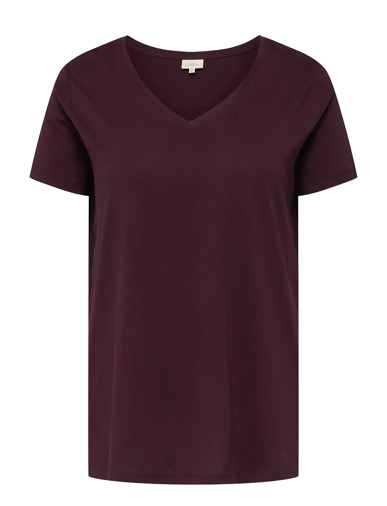 ONLY Carmakoma Carbonnie Life S/S V A-Shape Tee Noos, 50-52, Burgundy, T-Shirts & Toppe > Kortærmede, Dame