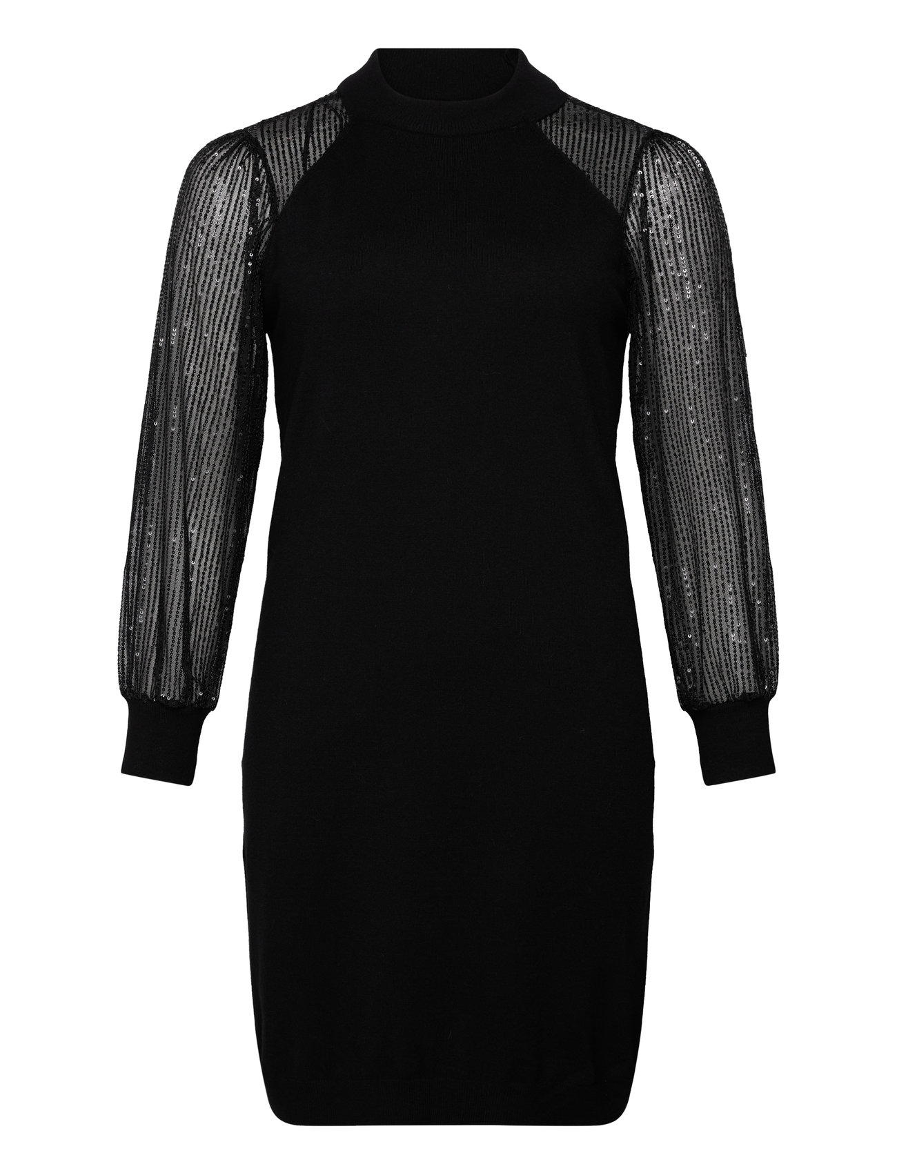 Carnaja Ls Sequins High Neck Dress Knt Kort Kjole Black ONLY Carmakoma
