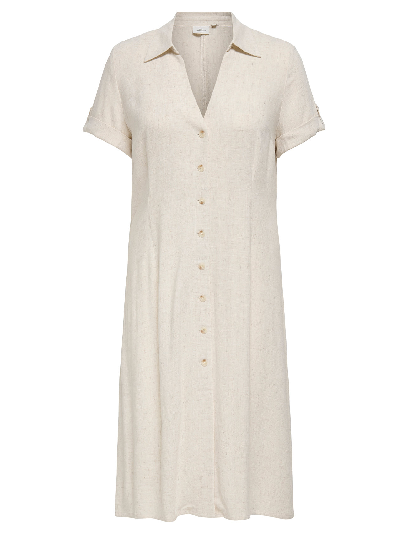 Carsiesta Ss But Long Linen Bl Dress Knelang Kjole Cream ONLY Carmakoma