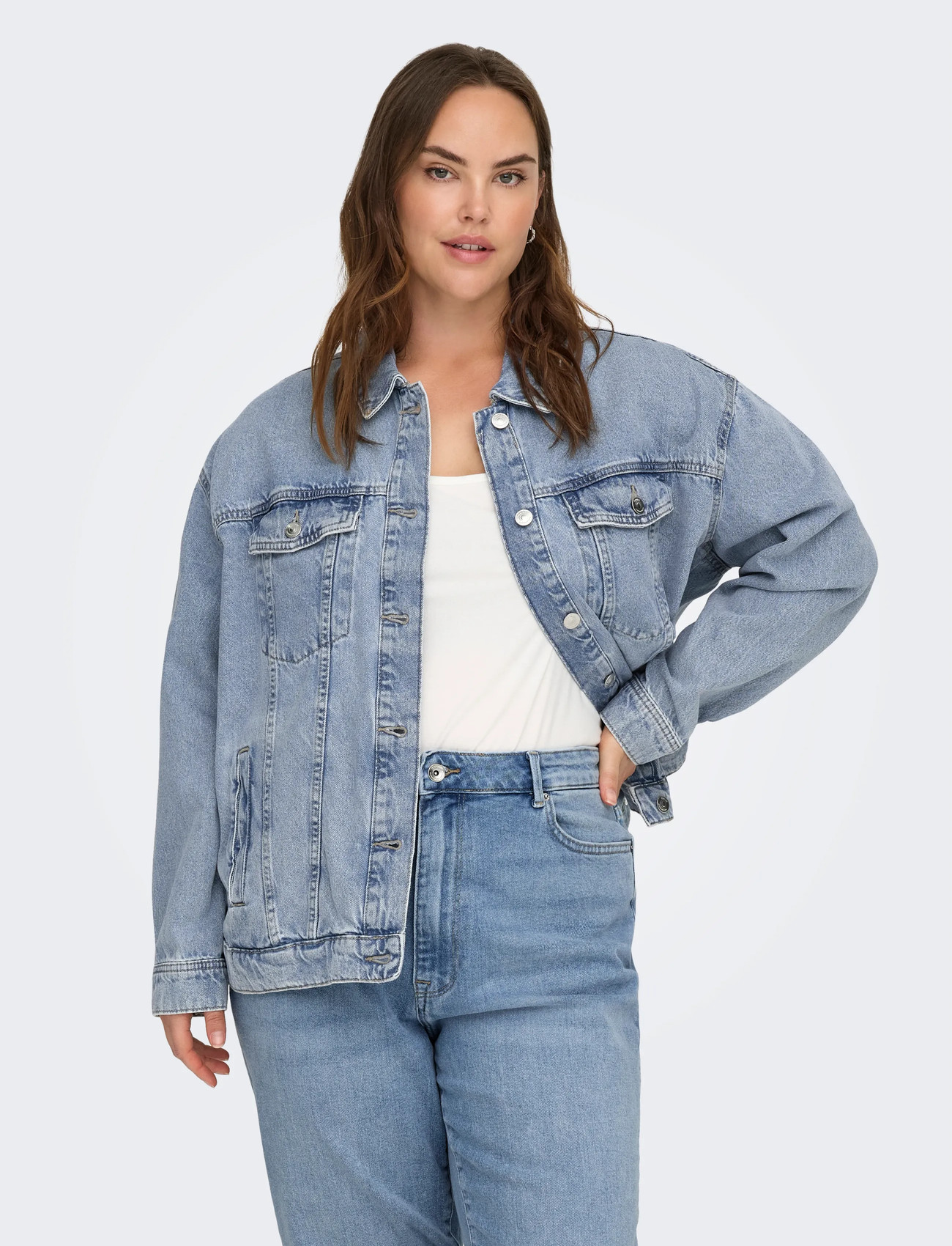 ONLY Carmakoma Carocean L/S Oversize Jkt Dnm Noos, 46, Blue, Jakker > Denim, Dame