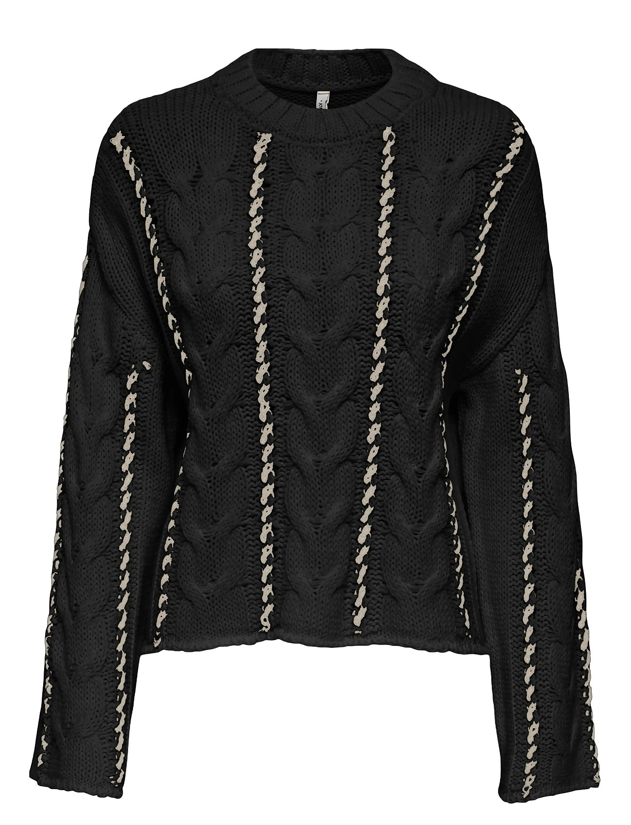 ONLY CARMAKOMA Cartessa Cabel Stitch Ls O-Neck Knt Schwarz - 46-48 - Damen