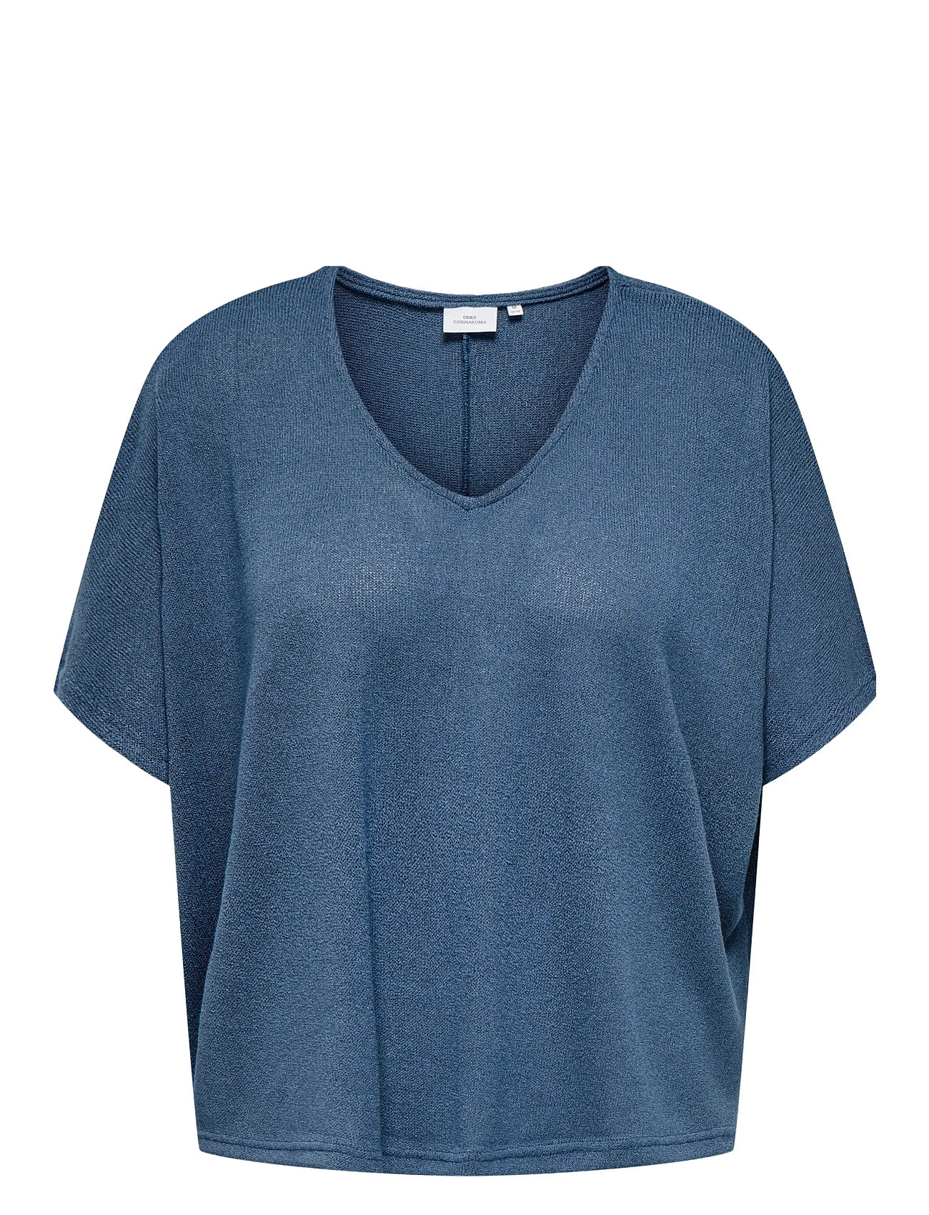 ONLY CARMAKOMA Cartammi 3/4 V-Ausschnitt Batwing Bluse Jrs Blau - 50-52 - Damen