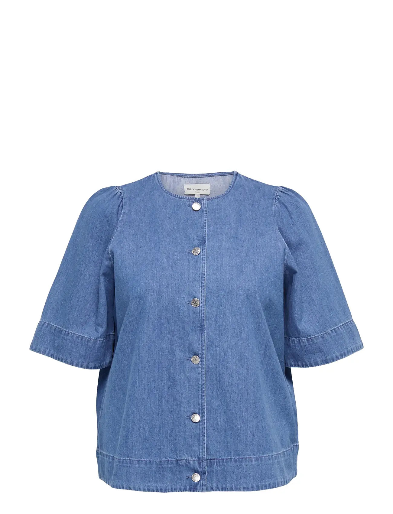 ONLY CARMAKOMA Carastra Ss Dnm Shirt Qyt Blau - 54 - Damen