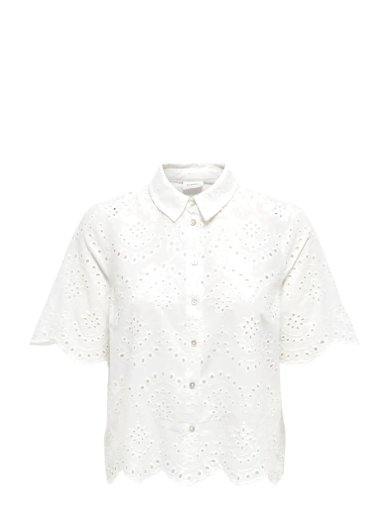 ONLY Carmakoma Carvalais S/S Shirt Wvn Noos, 42, White, Skjorter > Kortærmede, Dame
