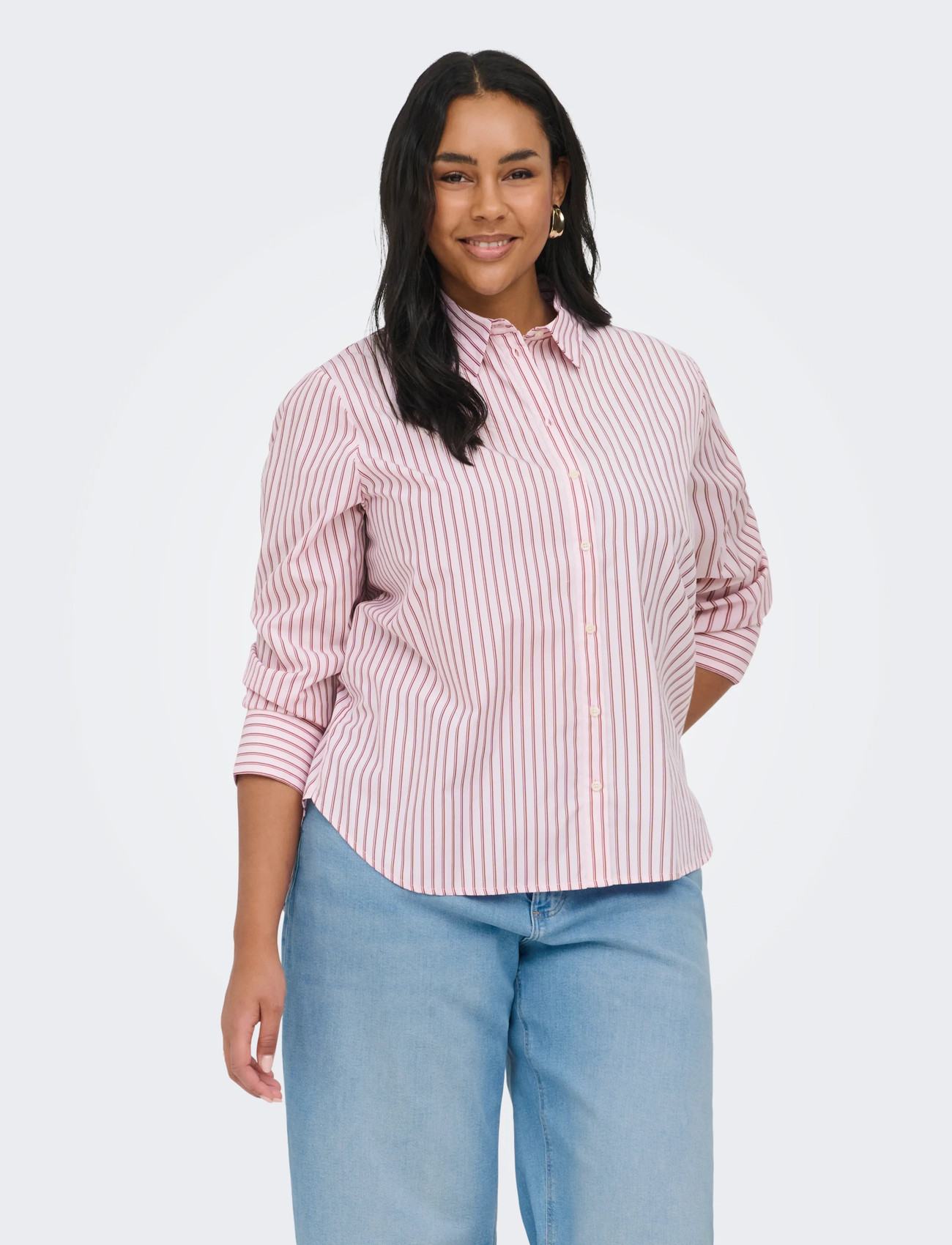 ONLY Carmakoma Caroregon Alva Ls Reg Shirt Wvn, 52, Pink, Skjorter > Langærmede, Dame