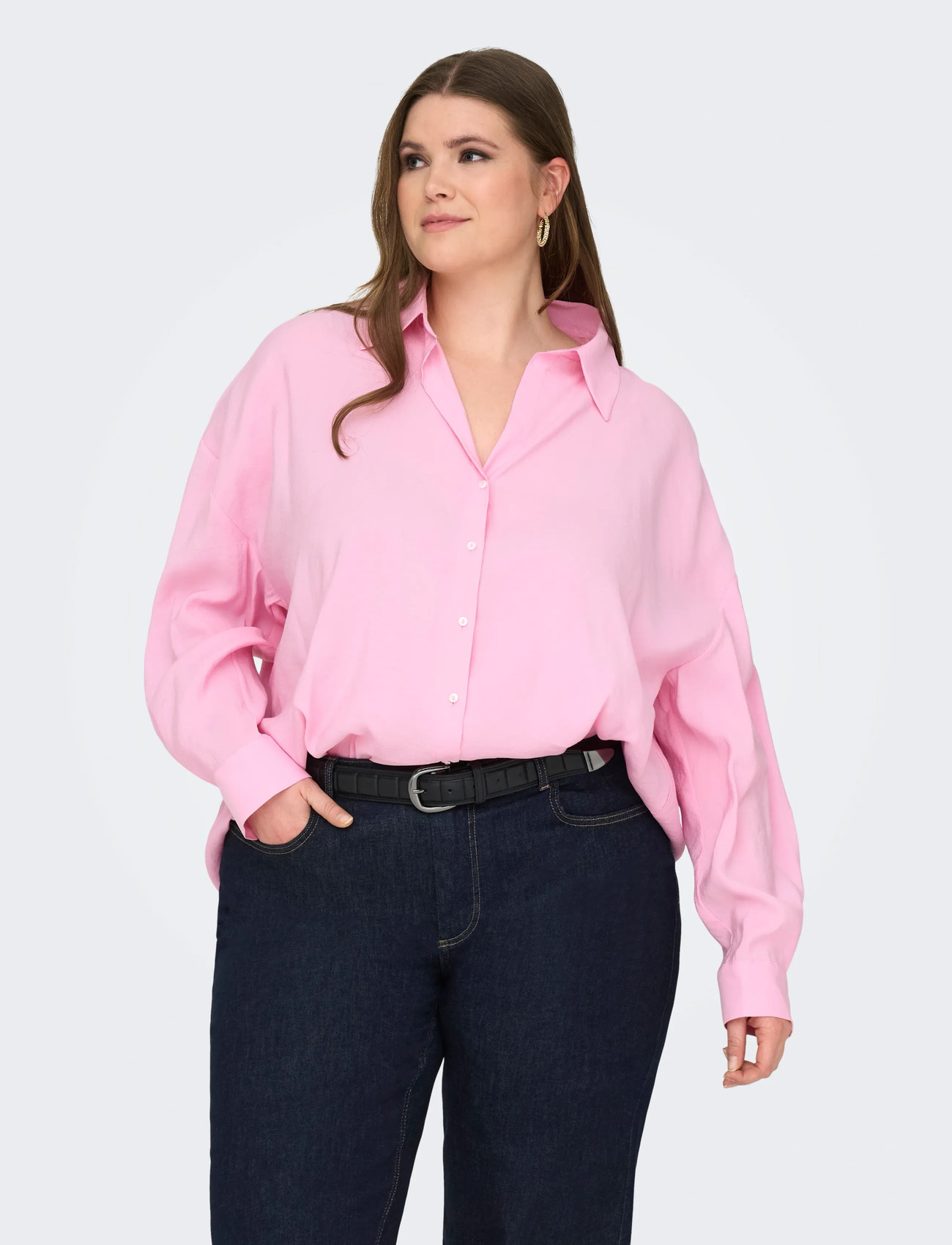 ONLY Carmakoma Carzazima L/S Loose Shirt Wvn Noos, 50, Pink, Skjorter > Langærmede, Dame