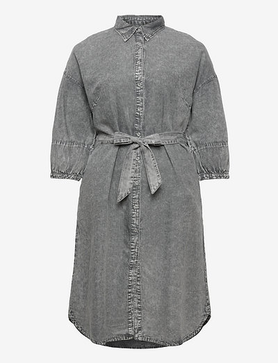 CARLEA LS LONG BELT DNM DRESS DNM - skjortekjoler - light grey denim