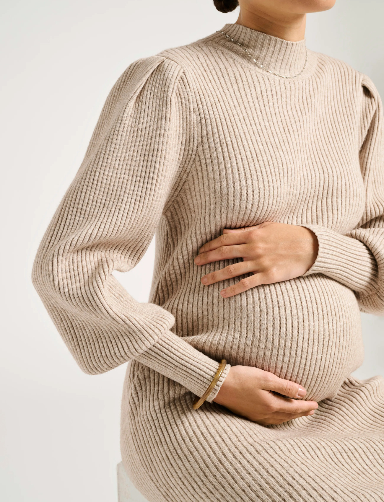 Only Maternity Olmkatia L/S Dress Knt Noos, S, Cream, Kjoler > Strikkede Kjoler, Dame