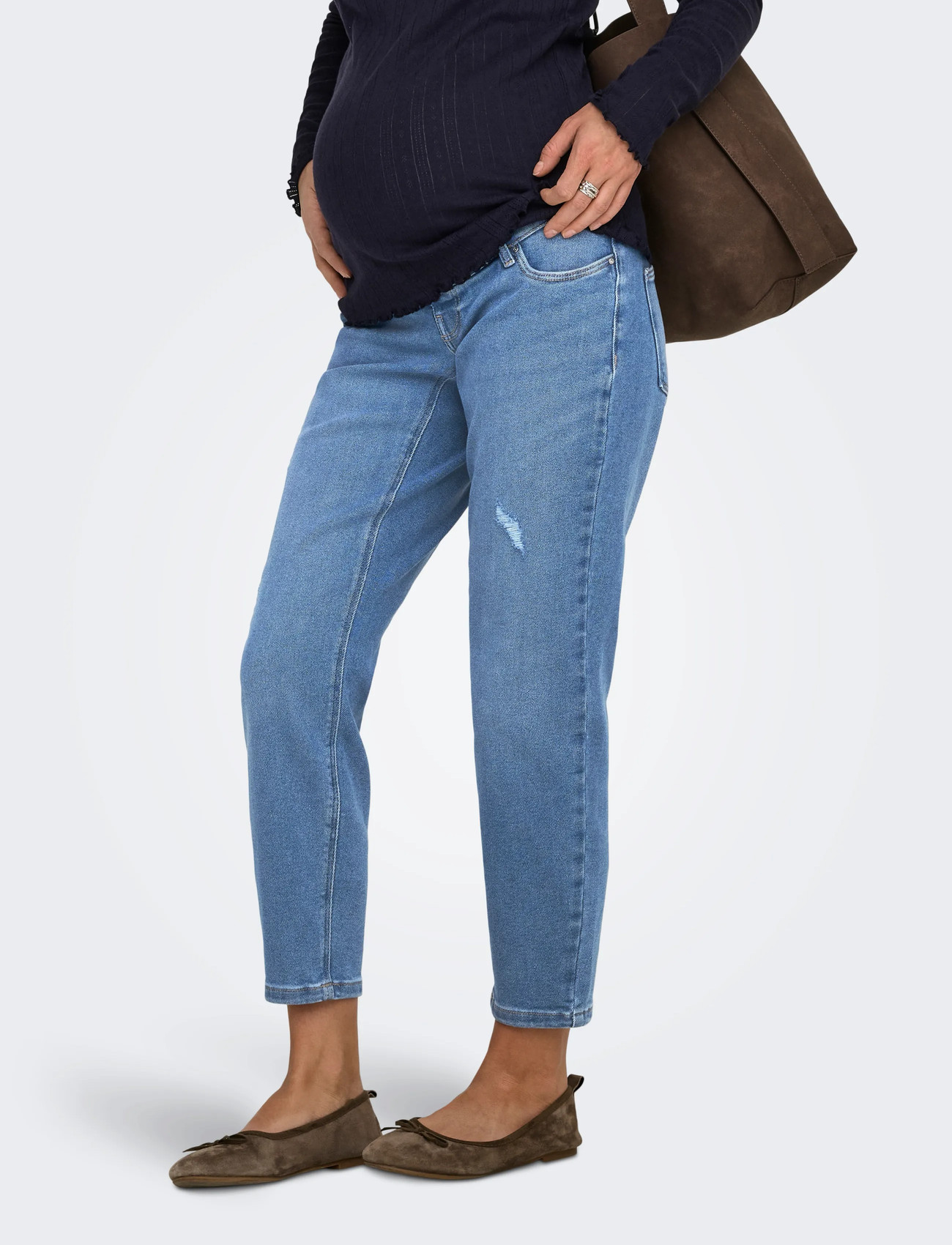 Only Maternity Olmcatwalk Hw Mom Ak Des Dnm Pim040 Noos, L x 32, Blue, Jeans > Lige-Almindelige, Dame
