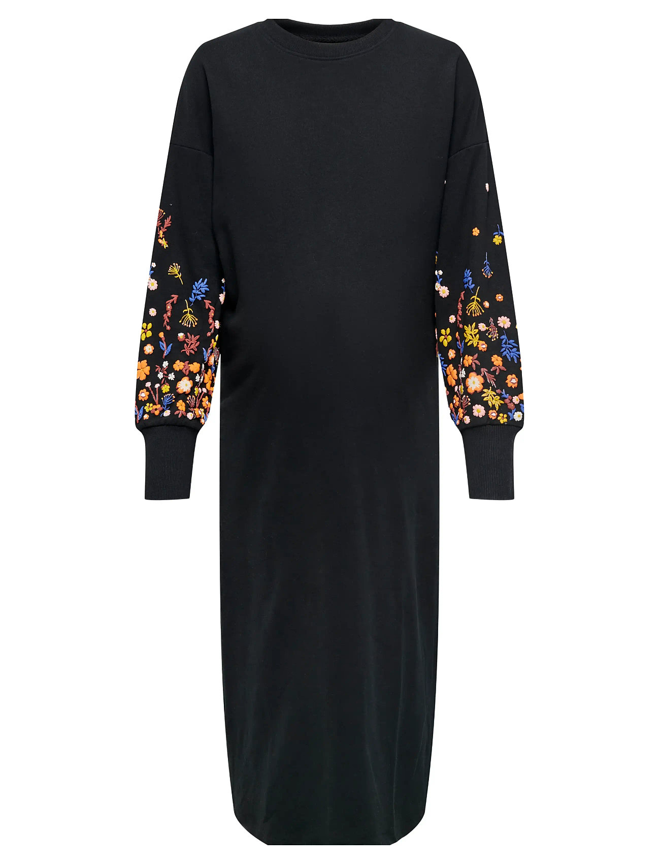 Olmbrooke L/S Long Flower Dress Jrs Black Only Maternity