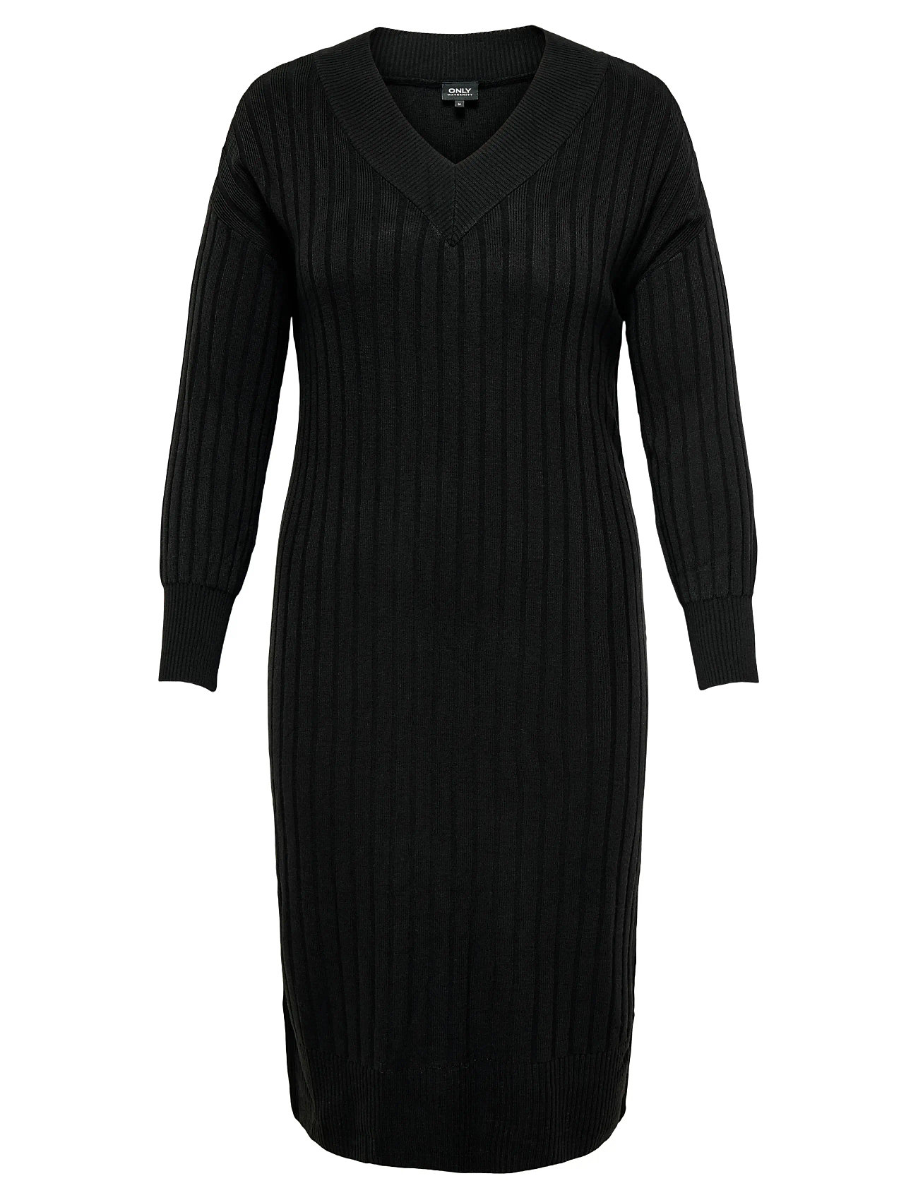 Olmnew Tessa L/S Midi V Dress Knt Knelang Kjole Black Only Maternity