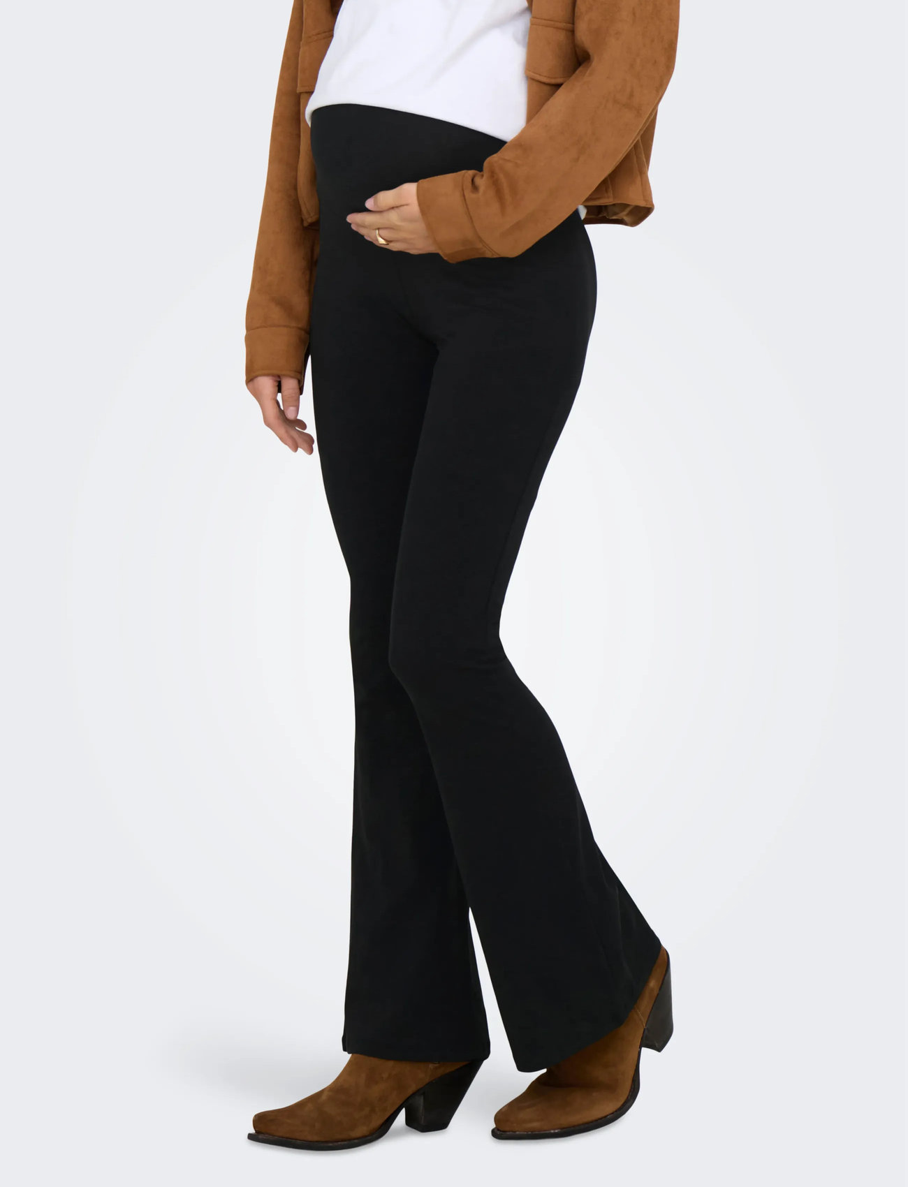 Only Maternity Olmlovely Leo Flared Pant 2-Pack Noos, S, Black, Underdele > Leggings, Dame