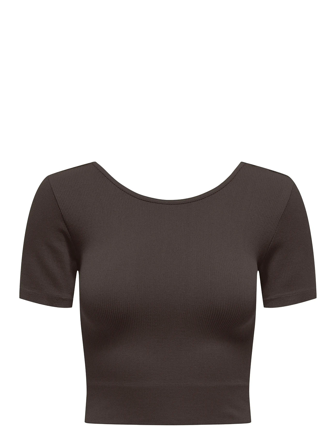 Only Play Onpjaia Life Ss 2-Way Crop Seam Top Noos, M/L, Oberteile, Braun - Short-sleeved Frauen