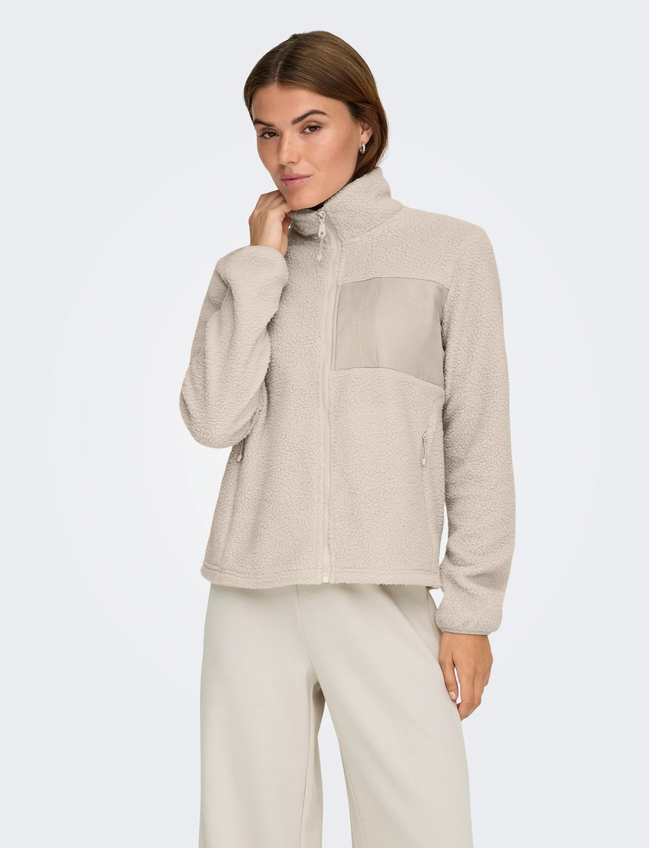 Only Play Onpcloud Hn Fz Ls Fleece Jck, S, Cream, Sport Clothing > Sport Fleeces & Midlayers, Dame