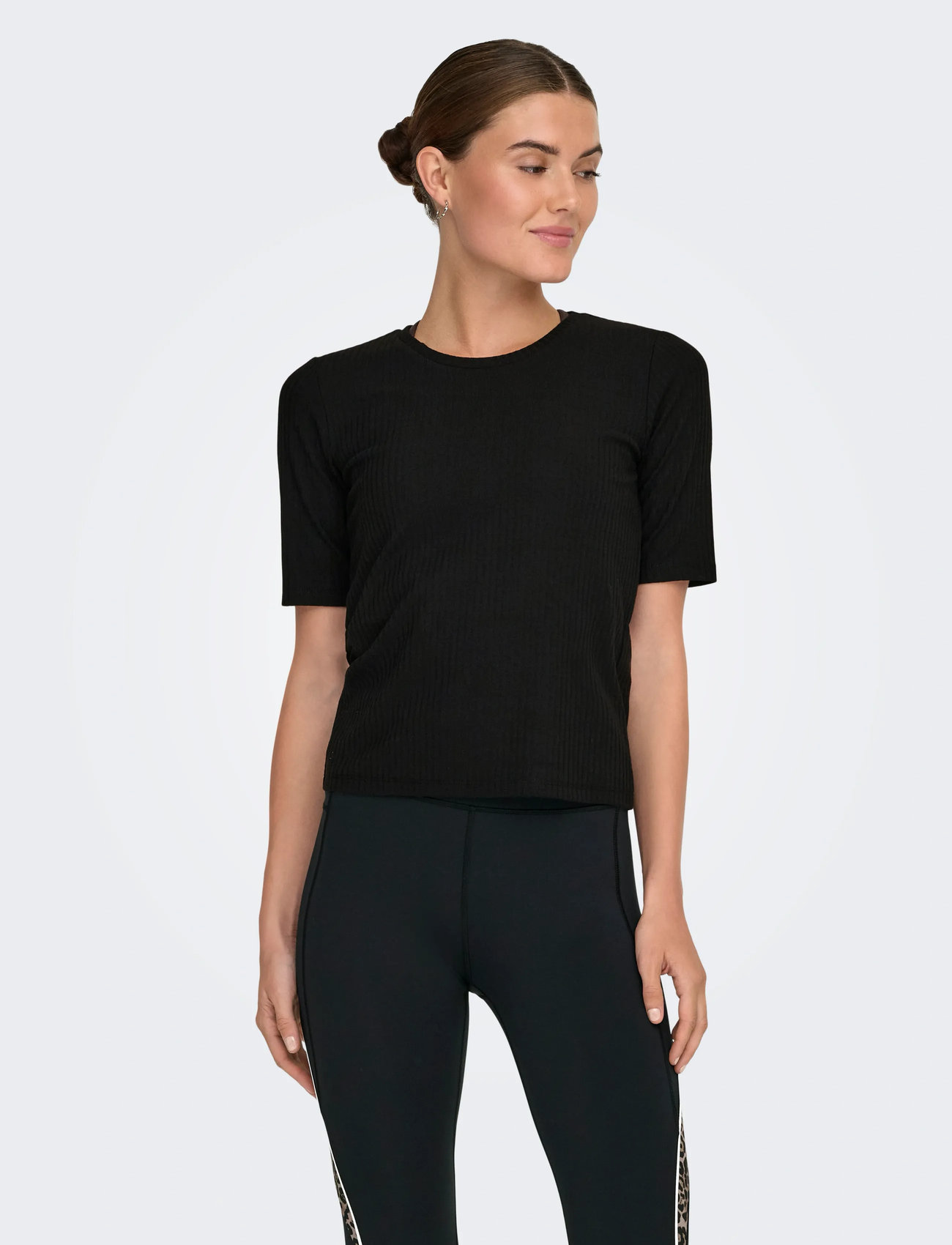 Only Play Onpseren On 2/4 Reg Rib Tee Noos, XL, Black, Sports Overdele & T-shirts > Sport T-shirts, Dame