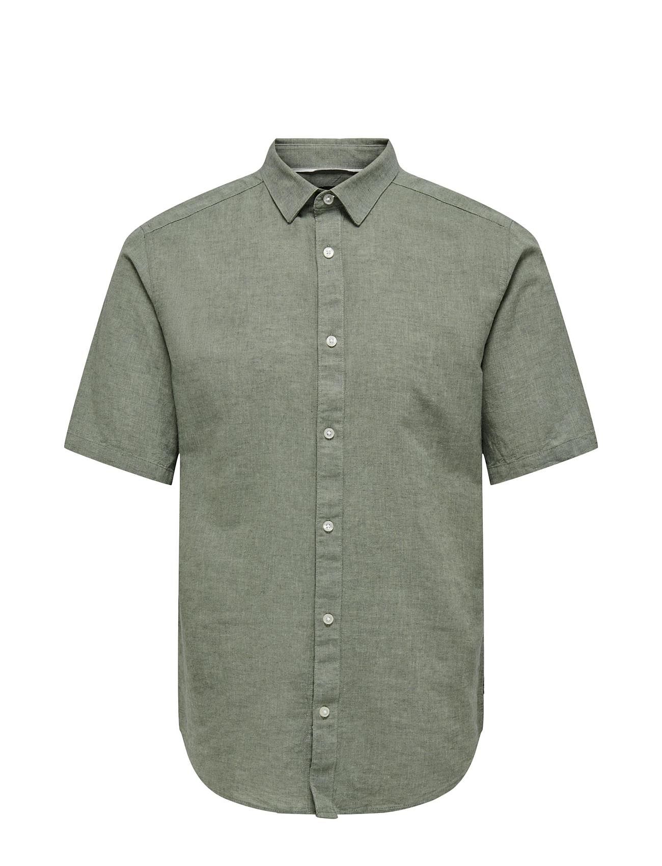 Onscaiden Life Ss Solid Linen Shirt Noos Green ONLY & SONS